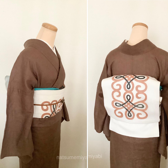◆【受注製作】リネンカラーきもの　家で洗える自然素材 春夏秋6ヶ月ヘビロテきもの 12枚目の画像