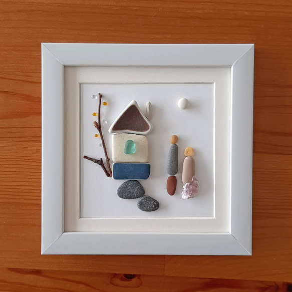 シーグラスアート〖♡HOME SWEET HOME♡〗 シーグラスアート♡オーシャンアート♡夏