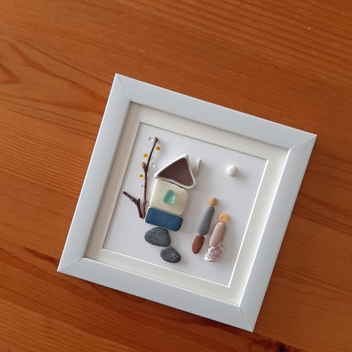 シーグラスアート〖♡HOME SWEET HOME♡〗 シーグラスアート♡オーシャンアート♡夏