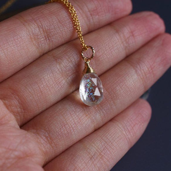 半額SALE【限定数のみ】シュワシュワ炭酸水　クリスタル　トリプレット　サージカルステンレスネックレス40cm 4枚目の画像