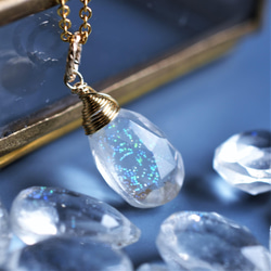 半額SALE【限定数のみ】シュワシュワ炭酸水　クリスタル　トリプレット　サージカルステンレスネックレス40cm 3枚目の画像