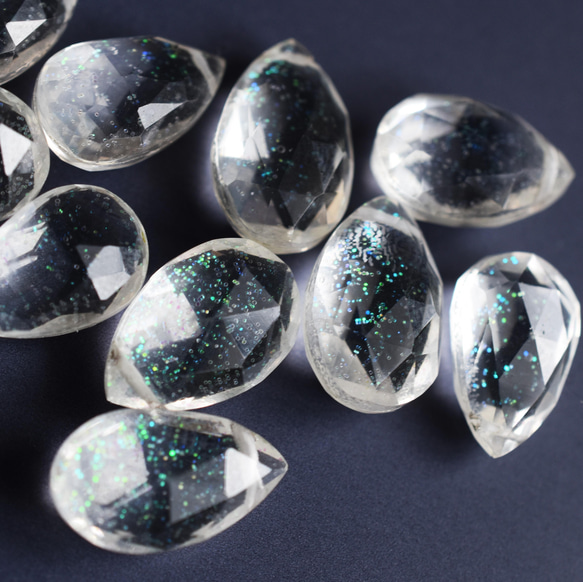 半額SALE【限定数のみ】シュワシュワ炭酸水　クリスタル　トリプレット　サージカルステンレスネックレス40cm 2枚目の画像