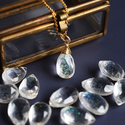 半額SALE【限定数のみ】シュワシュワ炭酸水　クリスタル　トリプレット　サージカルステンレスネックレス40cm 7枚目の画像