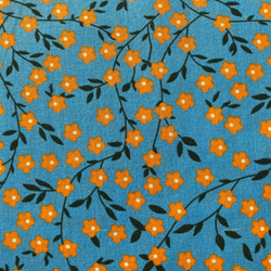 40cm ワイド幅 フランス ブルー地にオレンジの小花 4枚目の画像