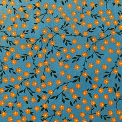 40cm ワイド幅 フランス ブルー地にオレンジの小花 5枚目の画像