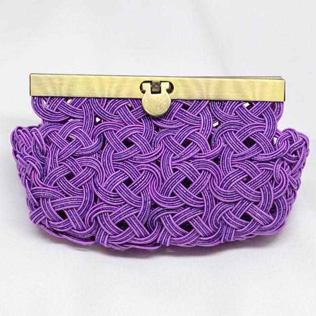 ハッピーを詰め込む 水引がま口ポーチ パープル