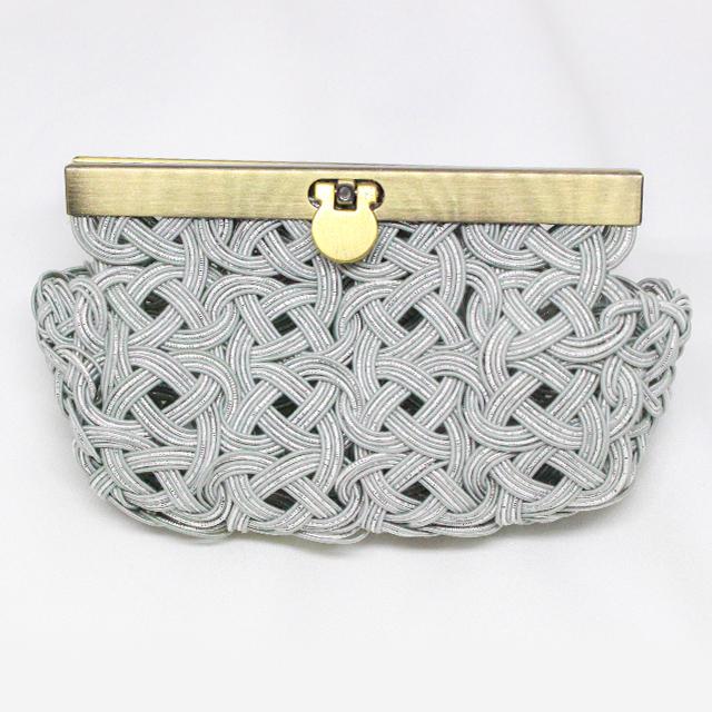 ハッピーを詰め込む 水引がま口ポーチ シルバーグレー