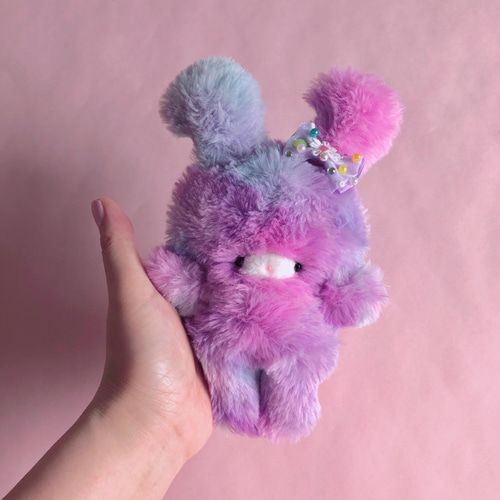 ゆめかわうさちゃん♡空色×紫なフワフワうさぎ♡手のひらサイズ