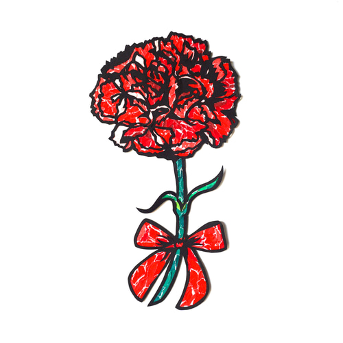 ちぎり絵×切り絵】原画アート 『car-nation（カーネーション）』 絵画