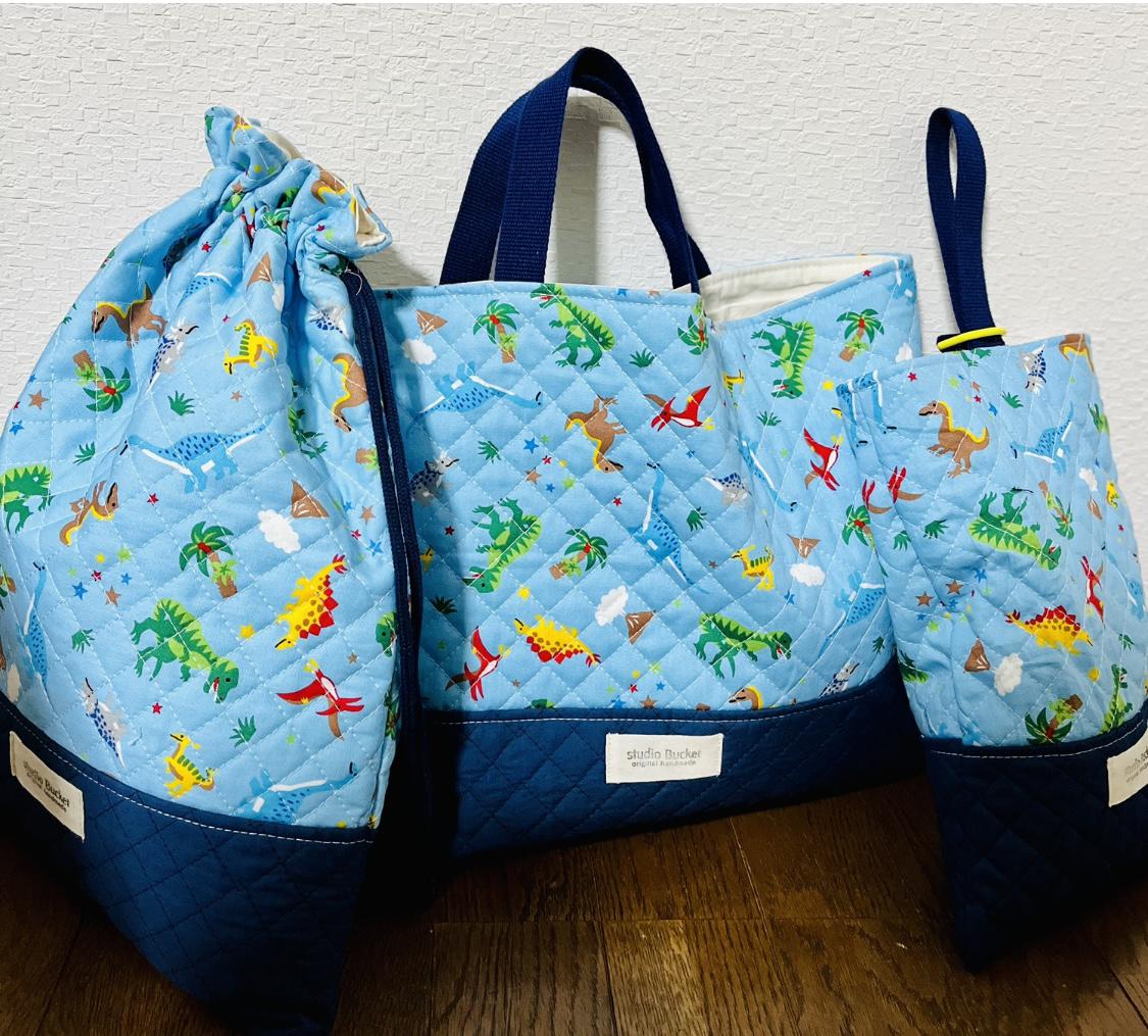 ★入園、入学★レッスンバッグ、お着替え袋、シューズ袋セット　キルティング