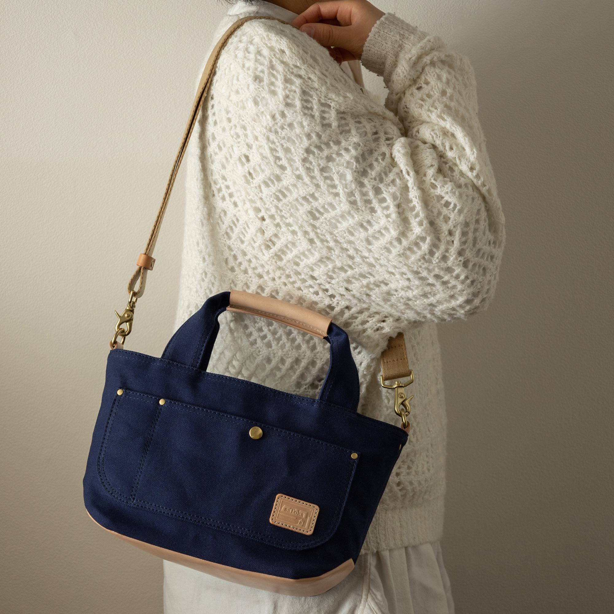 小さな帆布トートバッグ【ネイビー】