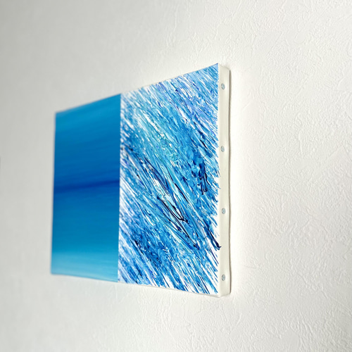 絵画　ハンドメイド　レジンコート　避暑　創作一点物　水辺　クールダウン　抽象 絵画 ハンドメイド レジンコート 避暑 創作一点物 水辺 クール