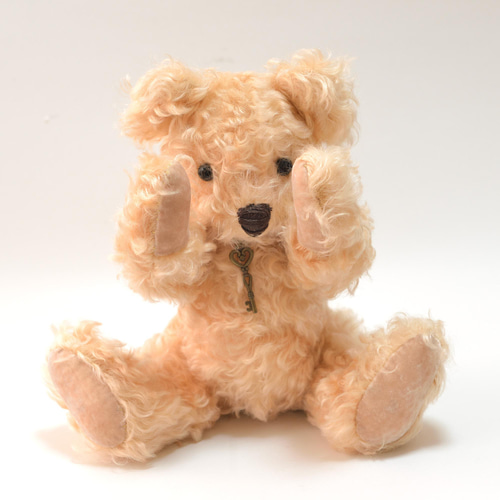 ライトブラウン モヘアの本格的な王道のクラシック テディベア