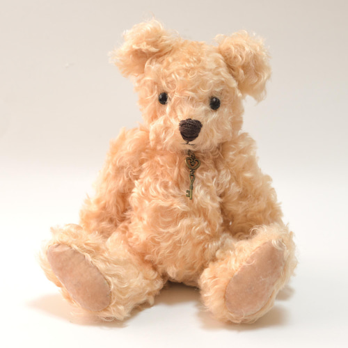 ライトブラウン モヘアの本格的な王道のクラシック テディベア
