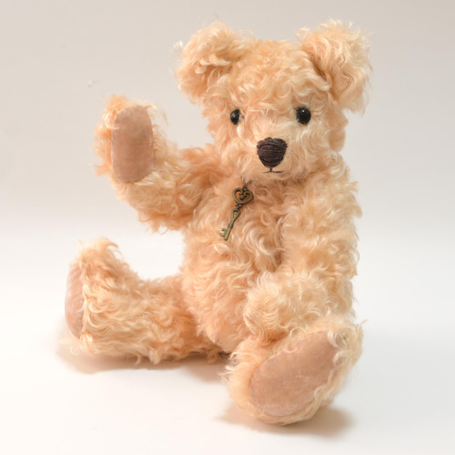 ライトブラウン モヘアの本格的な王道のクラシック テディベア