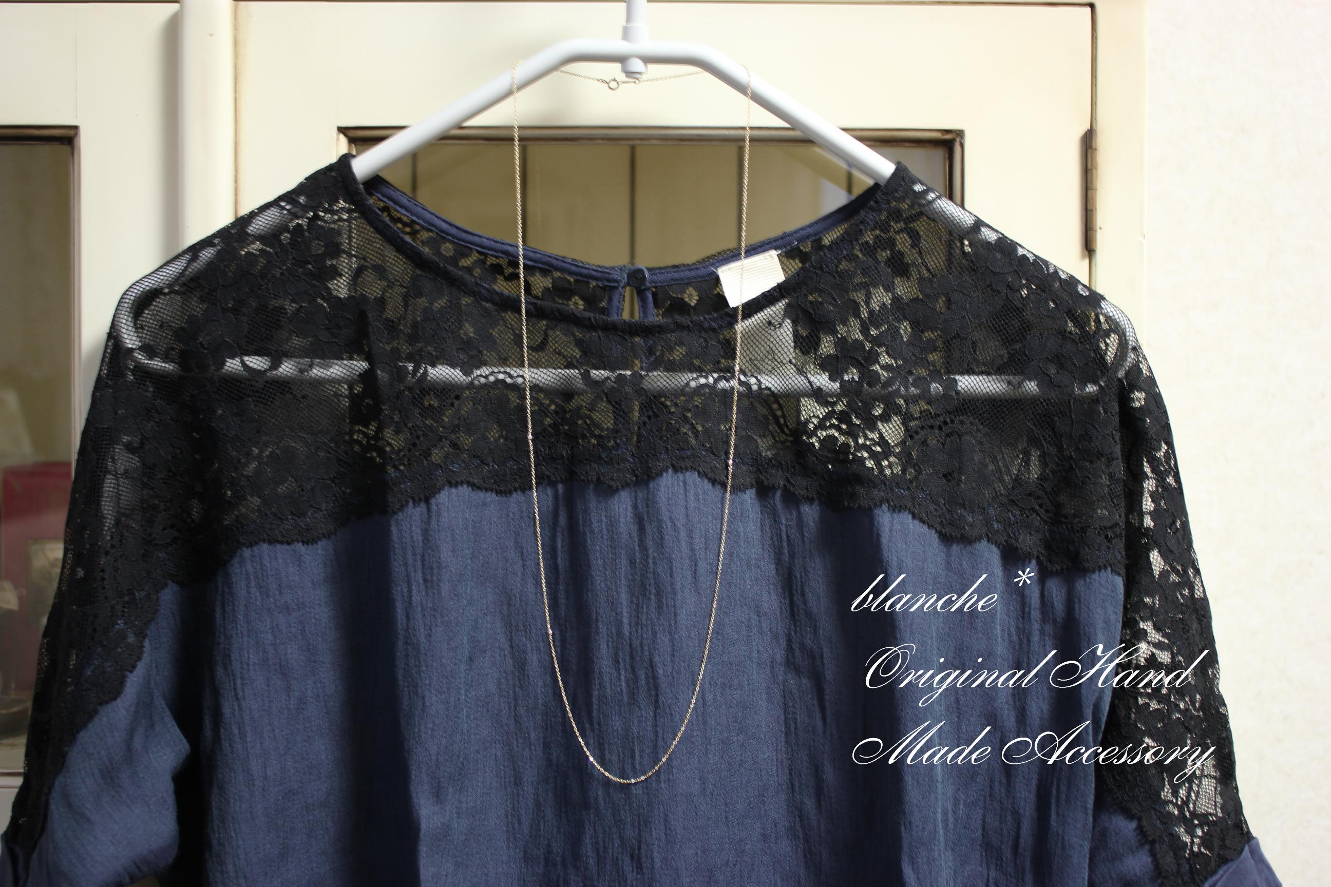 多面カットビーズのロングネックレス＊14kgf