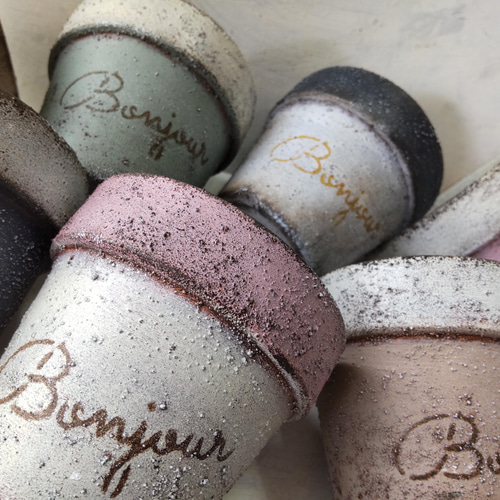 リメイク鉢(3号size)2点set✤ザラザラ•ブルーグレー✤ 多肉植物