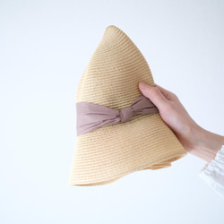 緞帶寬帽，可折疊，可手洗，材質輕，簡約<3色>僅剩紅豆色 第4張的照片