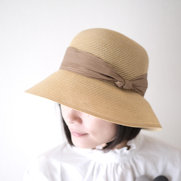 緞帶寬帽，可折疊，可手洗，材質輕，簡約<3色>僅剩紅豆色 第3張的照片