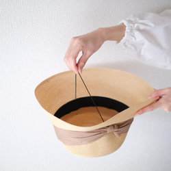 緞帶寬帽，可折疊，可手洗，材質輕，簡約<3色>僅剩紅豆色 第5張的照片