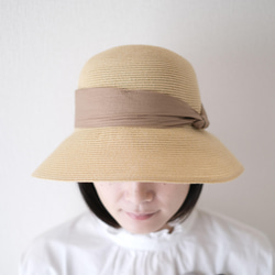 緞帶寬帽，可折疊，可手洗，材質輕，簡約<3色>僅剩紅豆色 第2張的照片