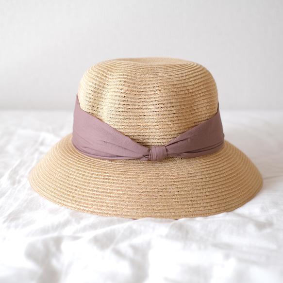緞帶寬帽，可折疊，可手洗，材質輕，簡約<3色>僅剩紅豆色 第6張的照片