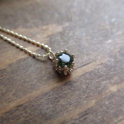 【希少石】Only One! Crown Necklace -モルダバイト/22-　K10YG【Sold】 4枚目の画像