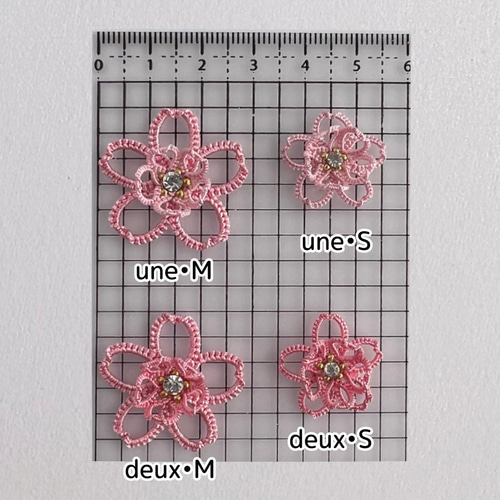 桜 Sakura ピアス duex•S タティングレース サテン 刺繍糸 ピアス