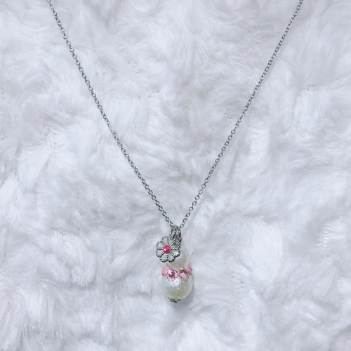 未使用 雪だるま ガラス ペンダントトップ 1点物 フラワー スノーマン