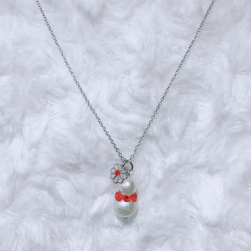 雪だるまのネックレス お花② 9色あります SnowMan ネックレス