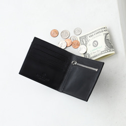 【たった0.9cmでこの容量】二つ折り財布 メンズ 小銭入れ付き カードも収納 / HW4 ブラック×ブラック 1枚目の画像