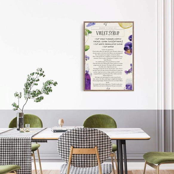 キッチンポスター　/ i0618 / 春のハーブや花のレシピ　インテリアポスター 1枚目の画像