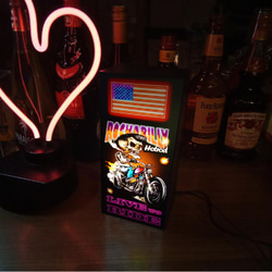 ホットロッド カスタムバイク ロカビリー スカル ガレージ サイン 看板 置物 雑貨 LED2wayライトBOX 6枚目の画像