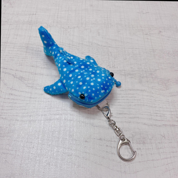 ジンベイザメキーホルダー(ミニミニポーチ) ブルー ポーチ まぁ・海の