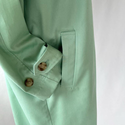 【ミントグリーンのスプリングコート】コットン100% ステンカラーコート　羽織り　春アウター 12枚目の画像