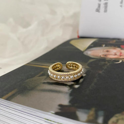 韓国ファッション　小粒パールがかわいいリング　指輪　アクセサリー　-1039 1枚目の画像