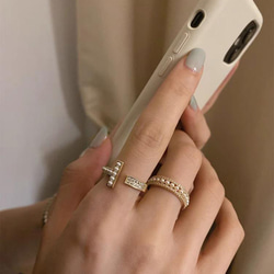 韓国ファッション　小粒パールがかわいいリング　指輪　アクセサリー　-1039 6枚目の画像