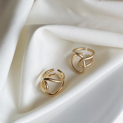 韓国ファッション　アート系ゴールドリング　艶タイプ　指輪　アクセサリー　-1003 4枚目の画像