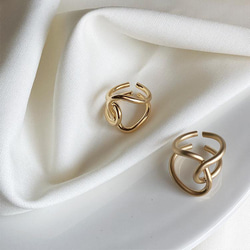 韓国ファッション　アート系ゴールドリング　艶タイプ　指輪　アクセサリー　-1003 5枚目の画像