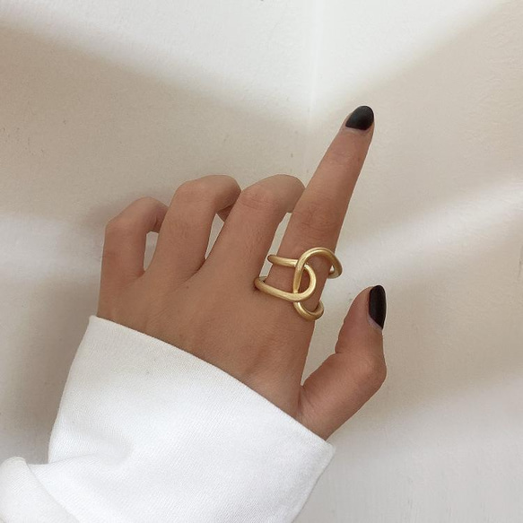 韓国ファッション アート系ゴールドリング マットタイプ 指輪