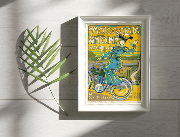 【NO.364】自転車に乗るおしゃれな女性アートポスター☆ヴィンテージレトロポップ★ハガキ2L判A4A3A2A1B4B3 1枚目の画像