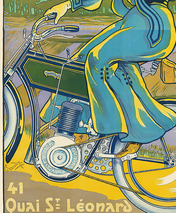 【NO.364】自転車に乗るおしゃれな女性アートポスター☆ヴィンテージレトロポップ★ハガキ2L判A4A3A2A1B4B3 4枚目の画像