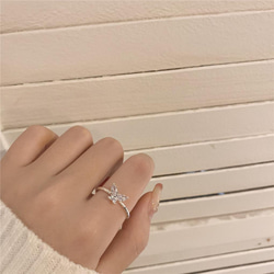 韓国ファッション　キラキラちょうちょリング　指輪　アクセサリー　-1013 7枚目の画像