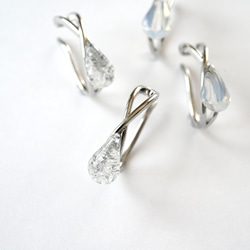 2個セット｜上品な輝きのヴィンテージガラスのイヤーカフ［クリア］ゴールド／シルバー 3枚目の画像