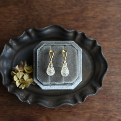 2個セット｜上品な輝きのヴィンテージガラスのイヤーカフ［クリア］ゴールド／シルバー 6枚目の画像