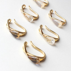 2個セット｜上品な輝きのヴィンテージガラスのイヤーカフ［クリア］ゴールド／シルバー 10枚目の画像