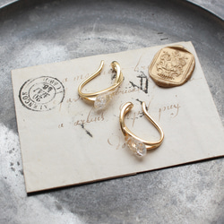 2個セット｜上品な輝きのヴィンテージガラスのイヤーカフ［クリア］ゴールド／シルバー 8枚目の画像