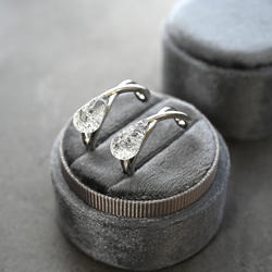 2個セット｜上品な輝きのヴィンテージガラスのイヤーカフ［クリア］ゴールド／シルバー 9枚目の画像