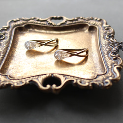 2個セット｜上品な輝きのヴィンテージガラスのイヤーカフ［クリア］ゴールド／シルバー 12枚目の画像