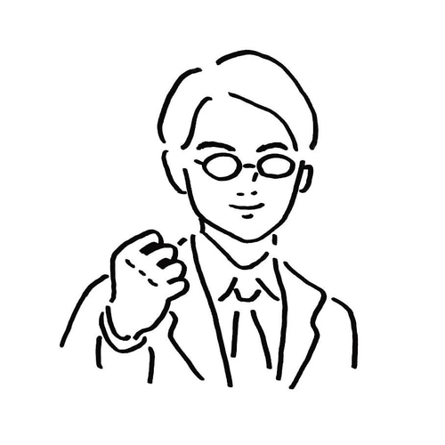 SNSアイコンに】シンプルな線画イラスト モノクロ 似顔絵 イラスト S&M 